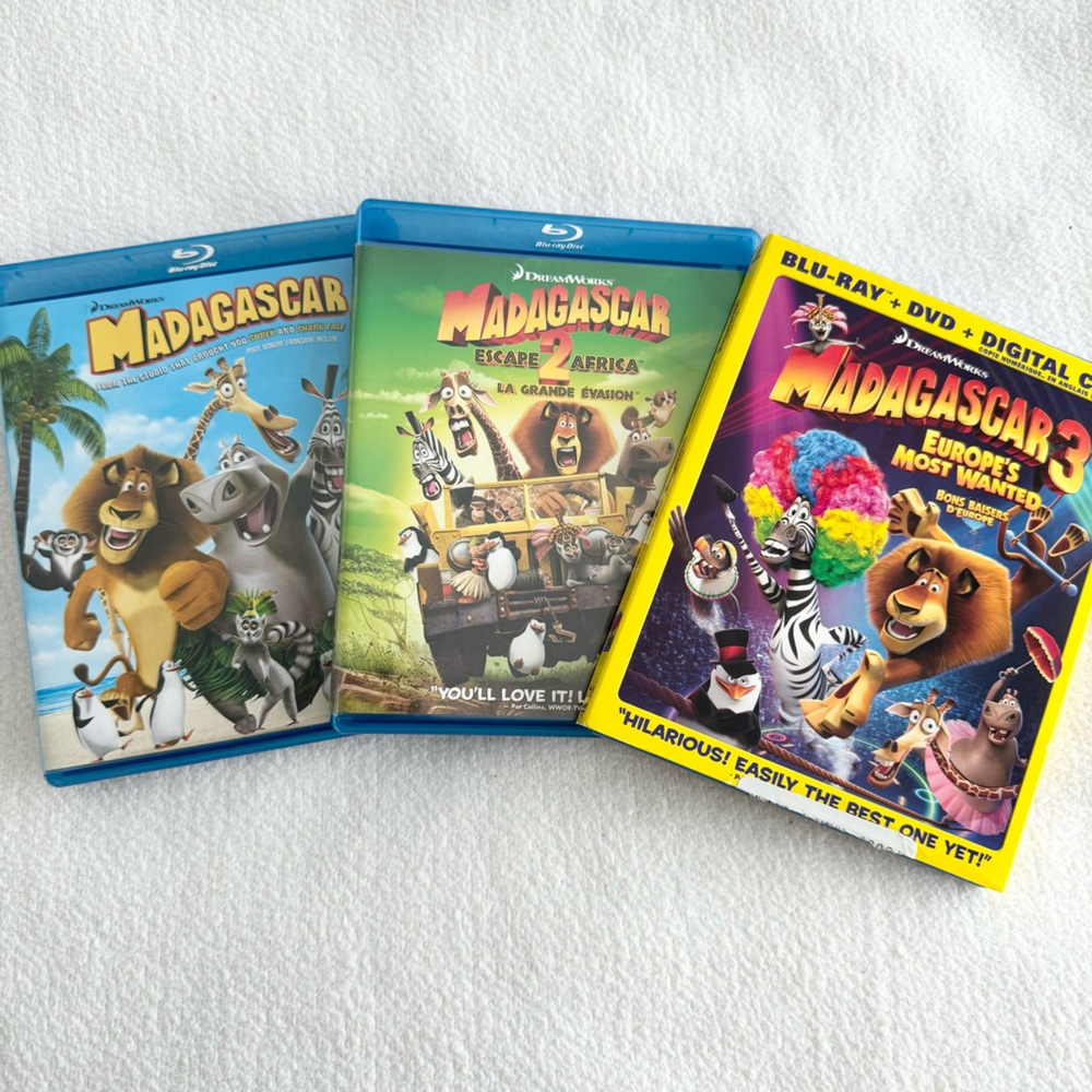 Madagascar 1, 2, 3 Blu-Ray + DVD